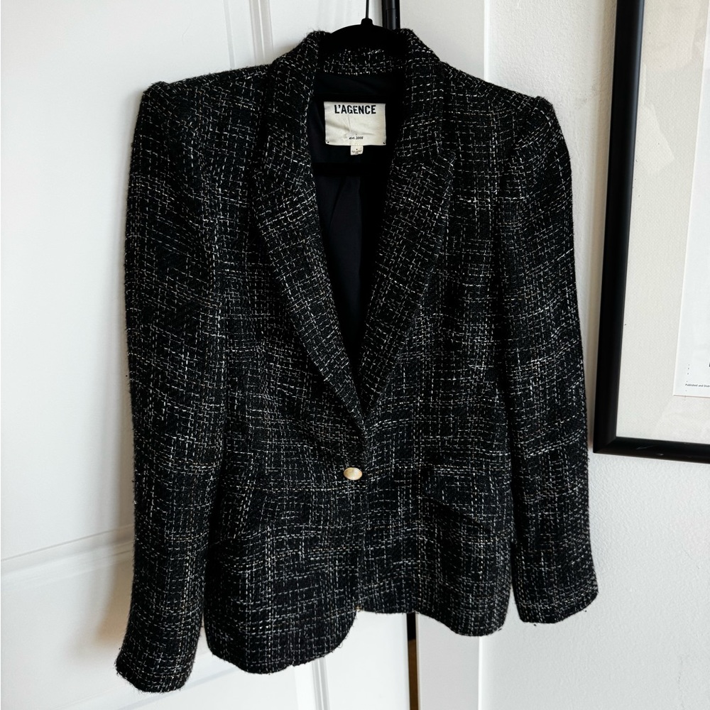 L'AGENCE Black Tweed Blazer